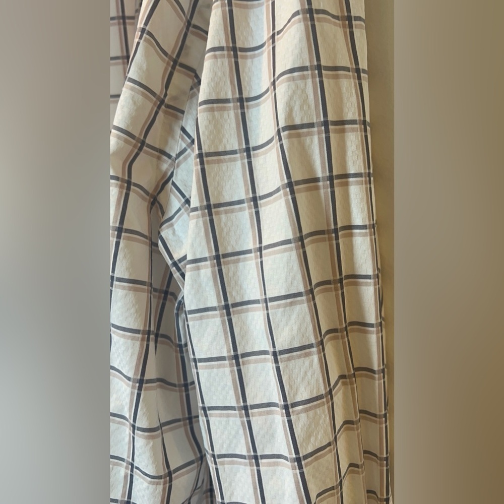 Bugatchi men’s size L White, Blue and tan Checkered Button-Up Shirt - Picture 5 of 8